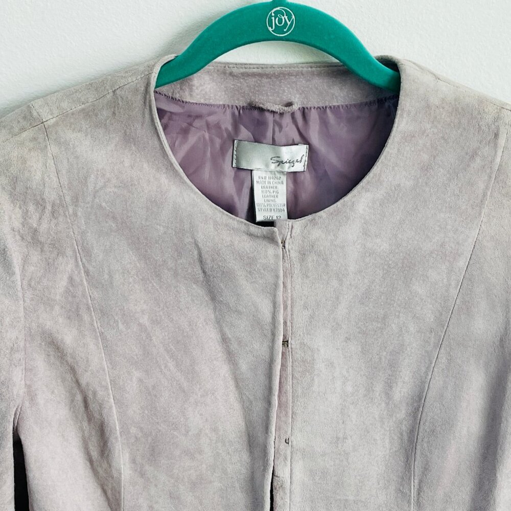 Vintage Spiegel jacket Women's delicate lilac suede coat size 12 Zipper - Picture 4 of 4